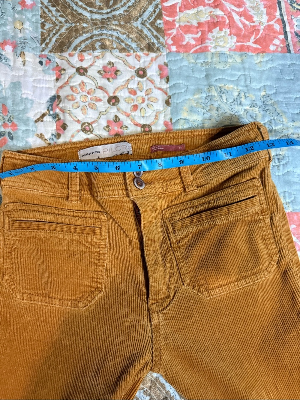Pilcro Mustard Corduroy Pants Wide leg size 25 Outdoor Cottagecore - Picture 13 of 15